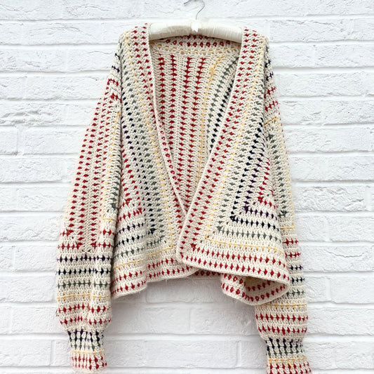 Rainbow Dot Cardigan - Hex Crochet Cardigan - PDF Pattern