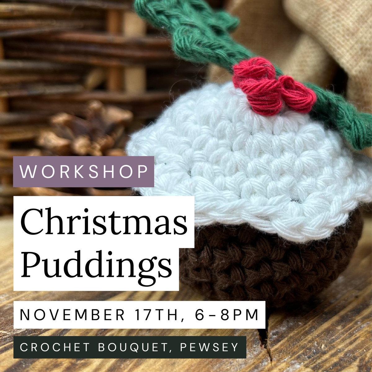 Christmas Pudding Amigurumi, 17th November, Pewsey