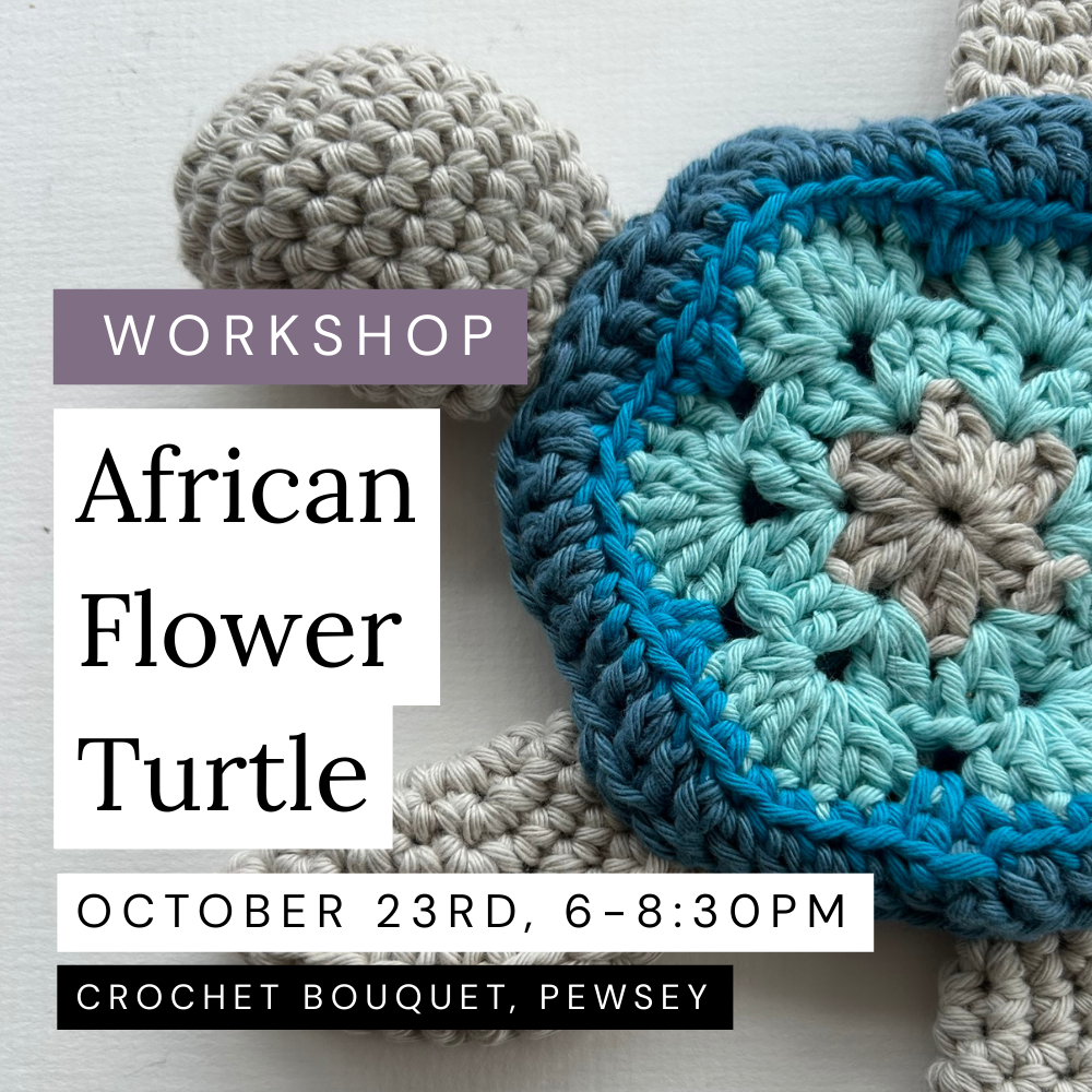 African Flower Turtle Amigurumi, October 23rd, 6-8:30, Pewsey