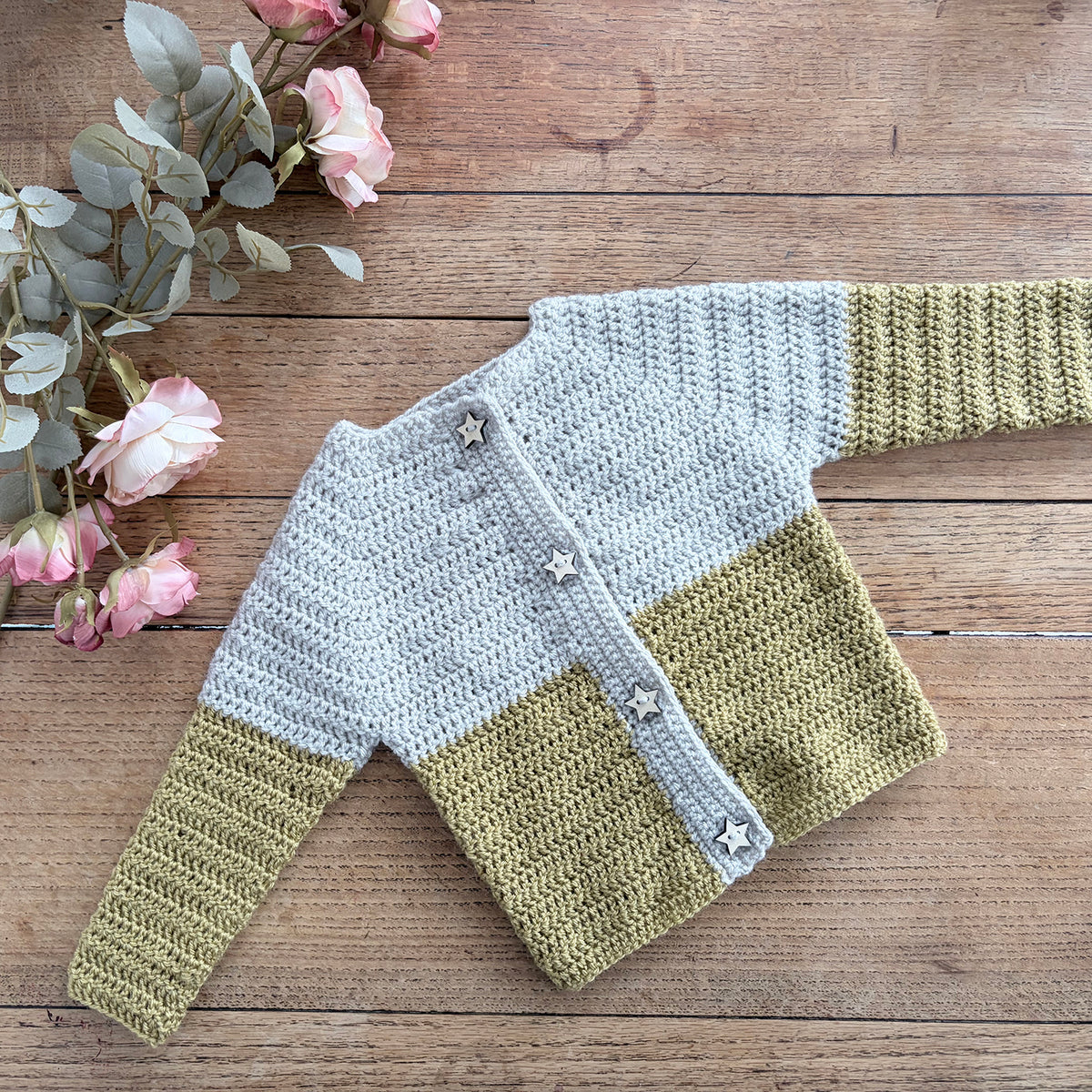 Colour Block Crochet Cardigan - 0003