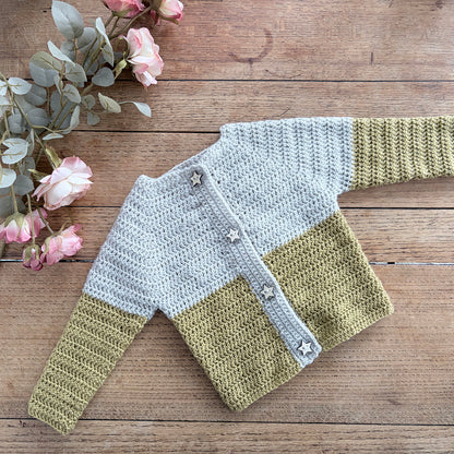 Colour Block Crochet Cardigan - 0003