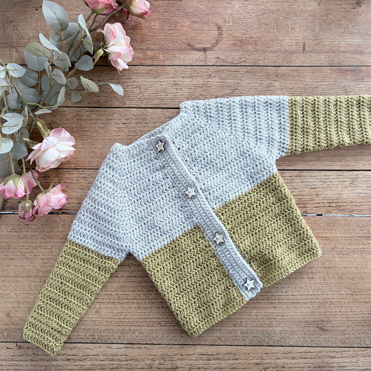 Colour Block Crochet Cardigan - 0003
