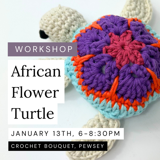 African Flower Turtle Amigurumi, January 13th, 6-8:30, Pewsey
